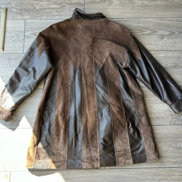 Vintage Coraggio Kollections Suede Smooth Leather Mixed Southwestern Coat - Picture 13 of 16